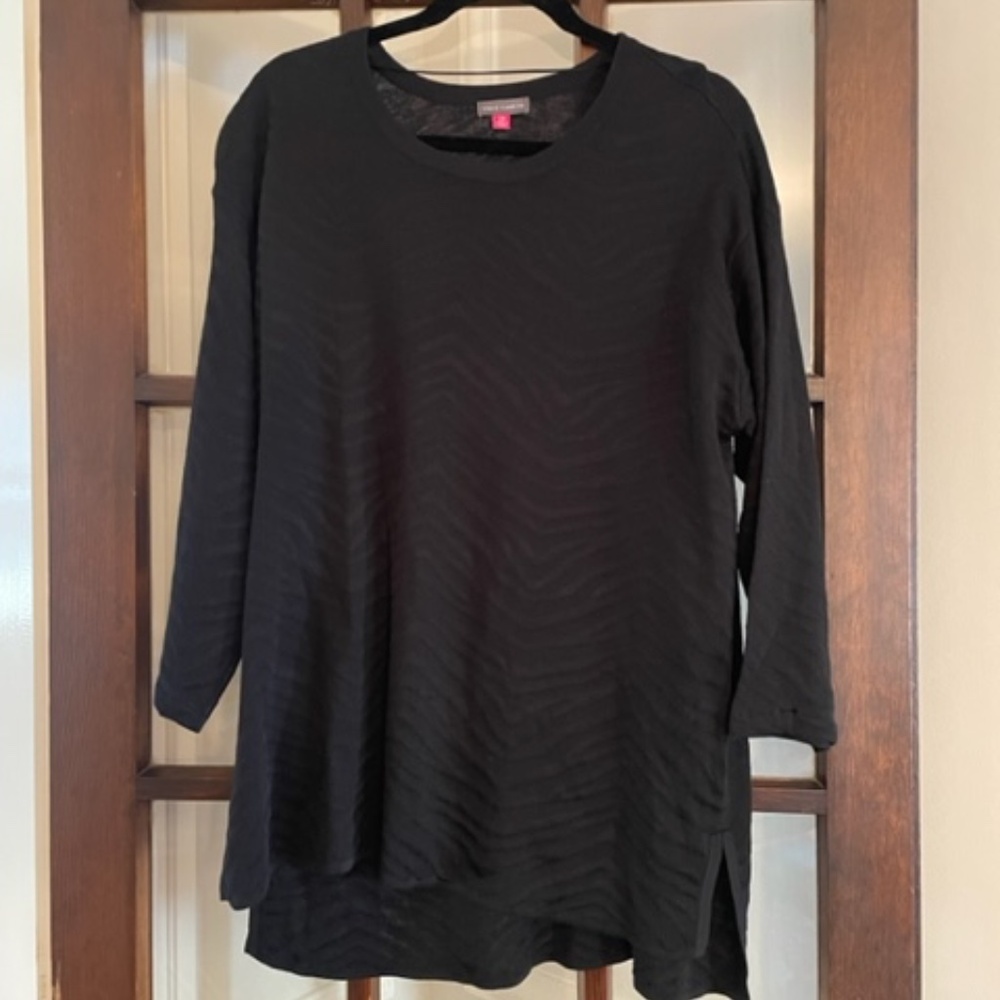 Vince Camuto Black 3/4 Sleeve High-Low Tunic Sweater, Size 2X